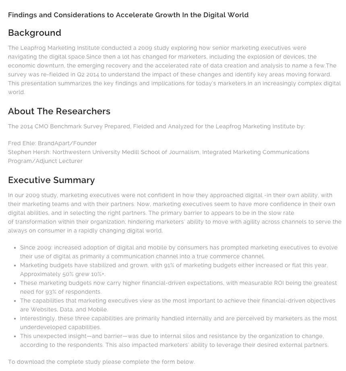2014 cmo digital benchmark study