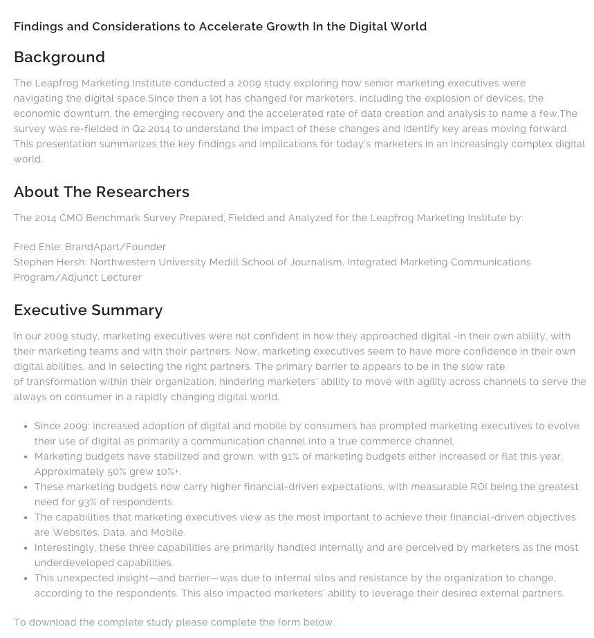 2014 cmo digital benchmark study