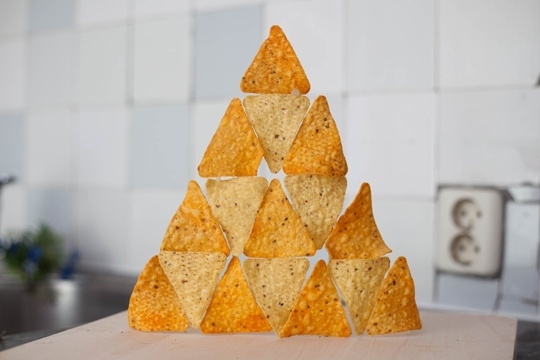 Tortilla chips stacked