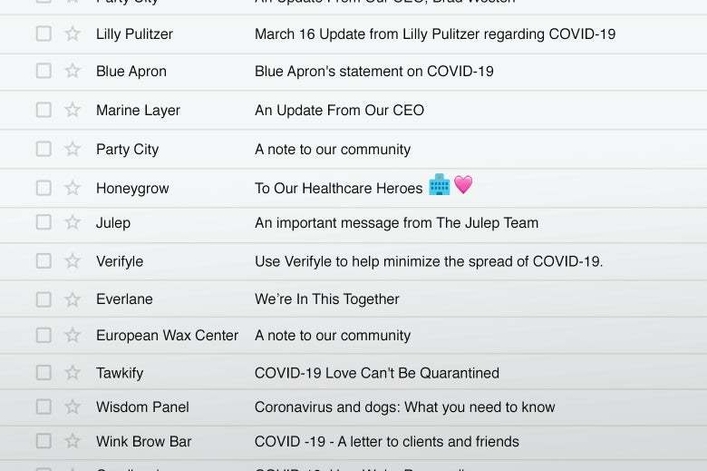 Coronavirus email slate