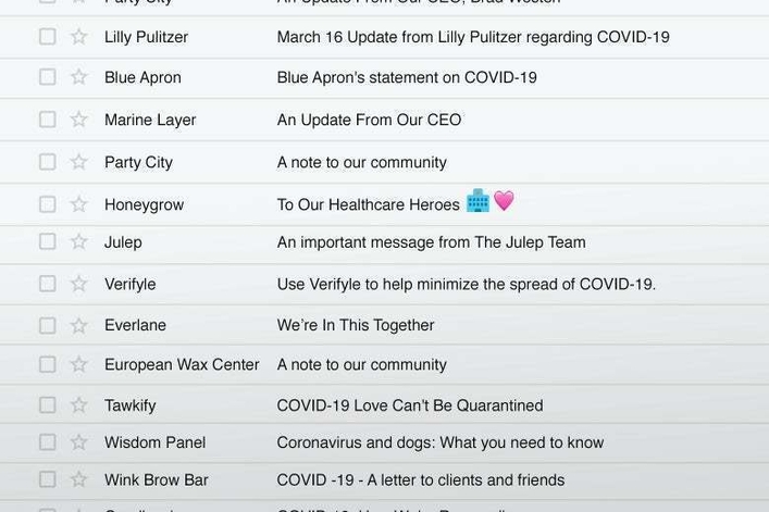 Coronavirus email slate