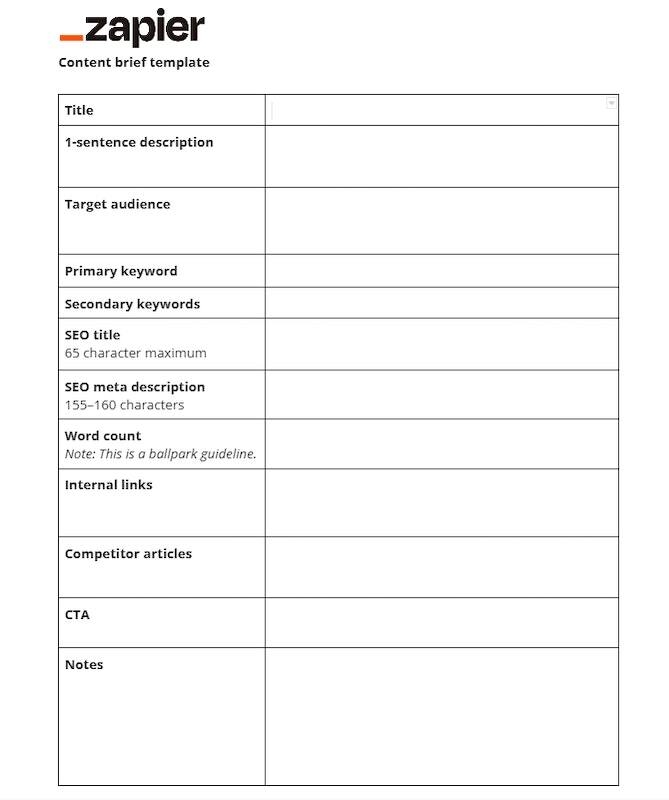 Improve briefs zapier