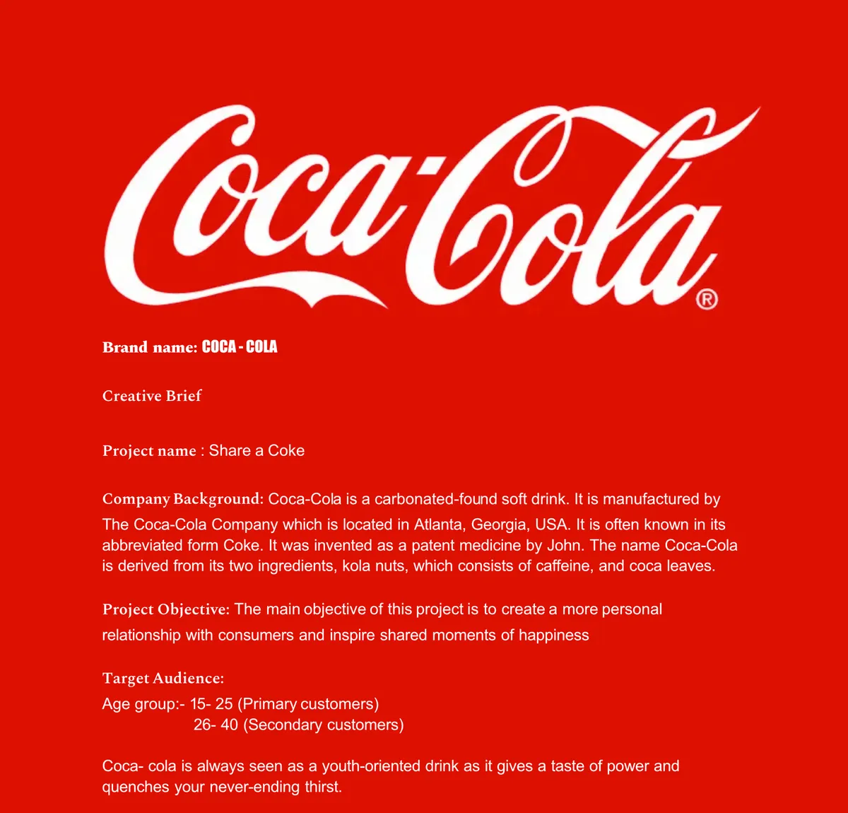 Creative brief coca cola