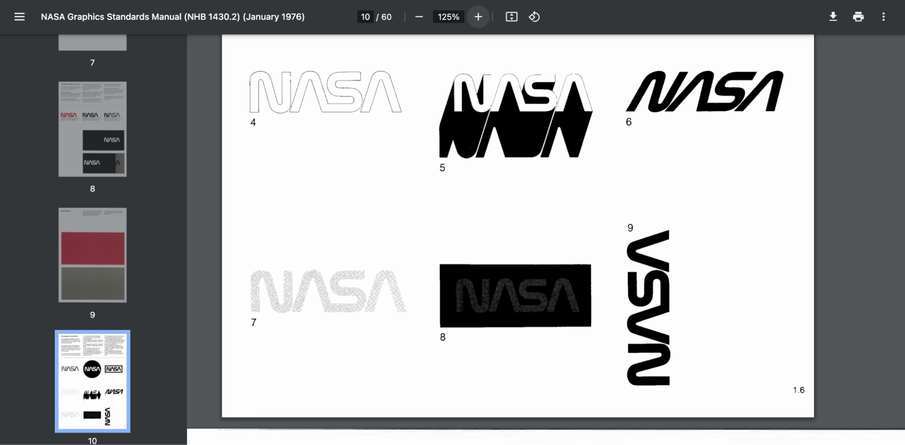 Utilisation incorrecte du logotype dans la charte graphique de la NASA de 1976