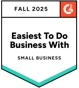 Badge G2 Easiest To Do Business With Small Business Fall 2025