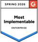 Badge G2 Most Implementable Enterprise Spring 2026