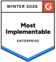 Badge G2 Most Implementable Enterprise Winter 2026