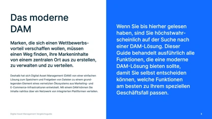 Vergleich verschiedener Funktionen und Lösungen für Digital Asset Management