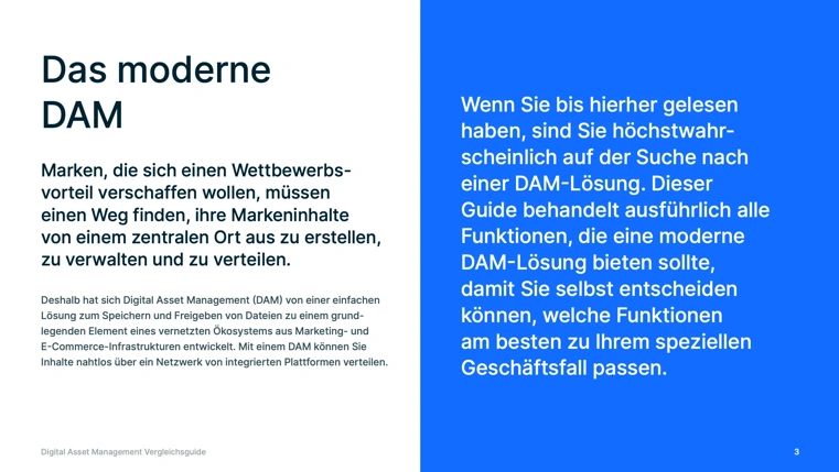 Vergleich verschiedener Funktionen und Lösungen für Digital Asset Management