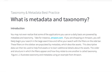 Taxonomy and metadata best practice for digital asset management