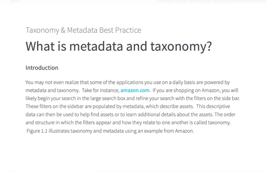 Taxonomy and metadata best practice for digital asset management