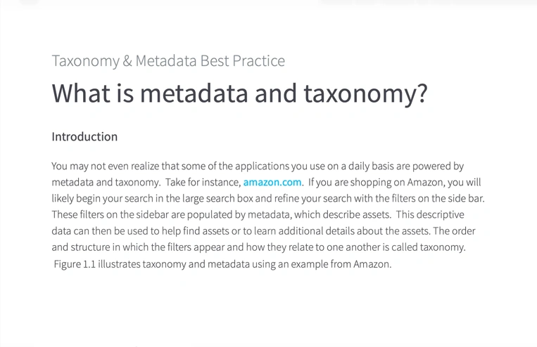 Taxonomy and metadata best practice for digital asset management