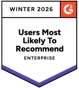 Badge G2 Users Most Likely To Recommend Enterprise Winter 2026